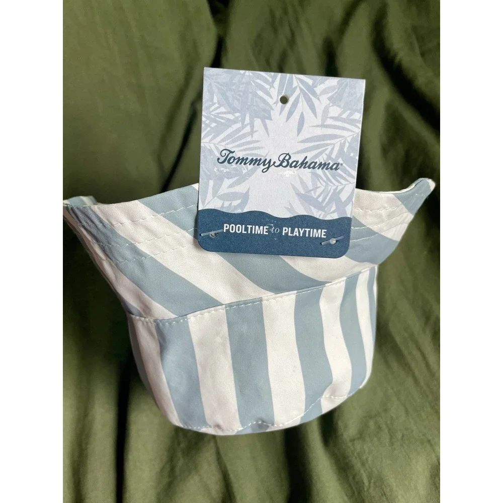 Tommy Bahama Baby Bucket Hat NWT Reversible Striped Swim Beach Cap Chin Strap OS
